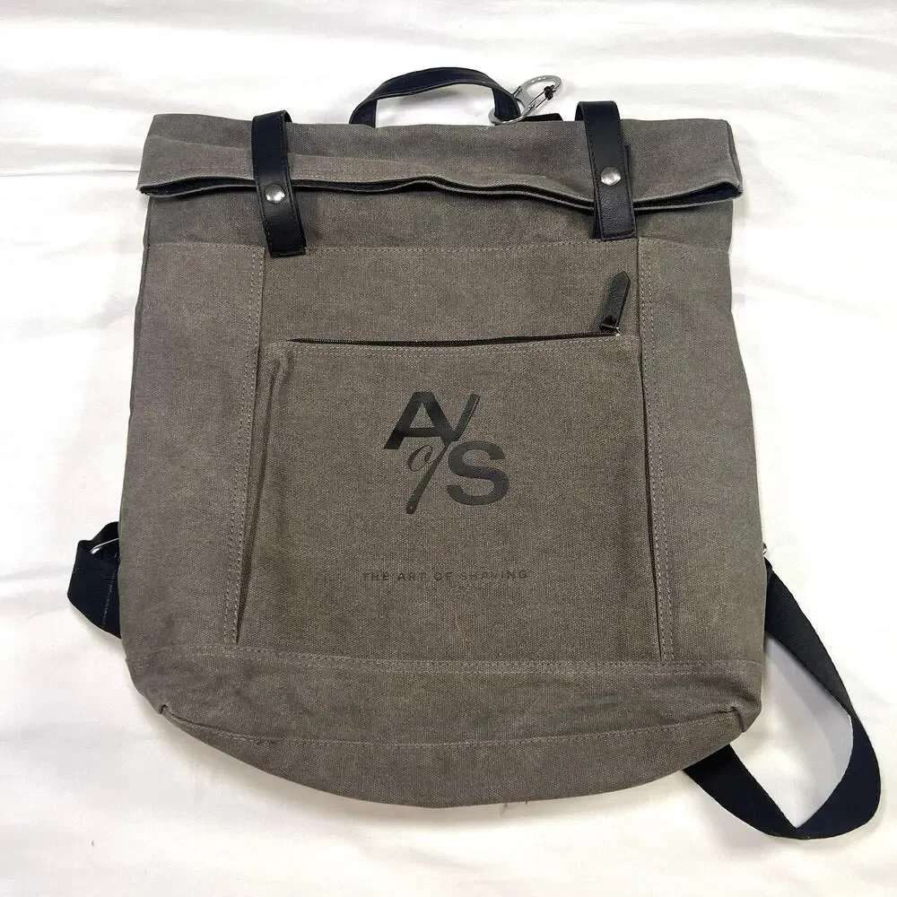 ART of SHAVING Backpack Large Gray Canvas Travel Utility Casual Logo Authentic